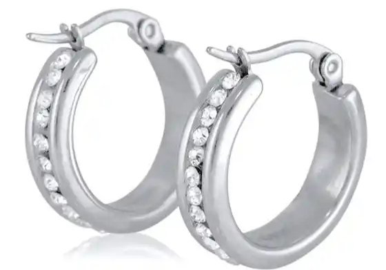 Silver Hoop Earrings with Cubic Zirconia Accents - 10 Affordable Earrings That Look Expensive