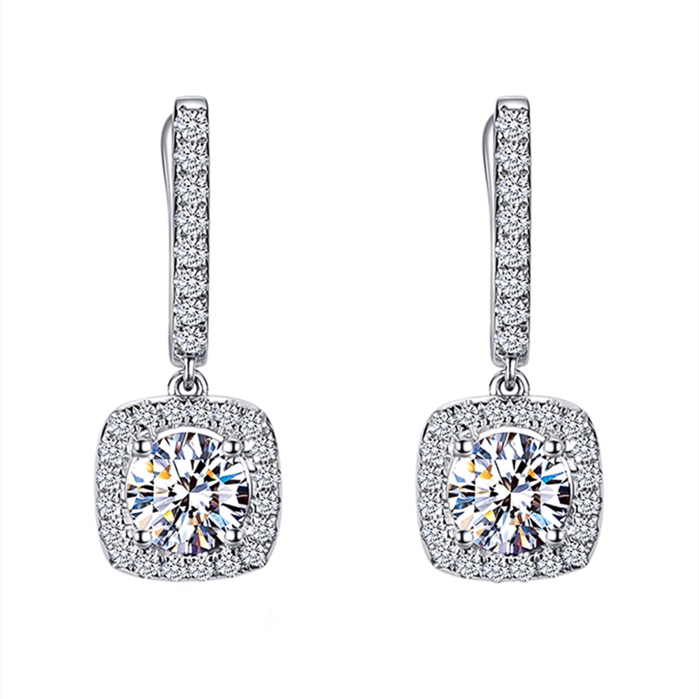 Pair of Women's Crystal Drop Earrings with lever-backs, embodying new fashion style for women.