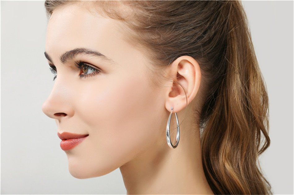 Women's 925 Sterling Silver Smooth Circle Earrings