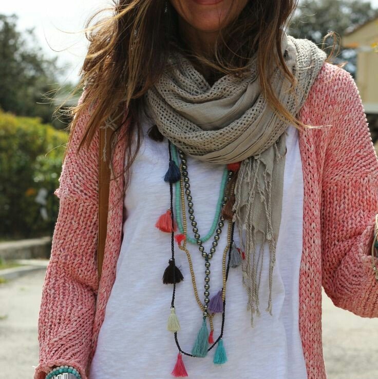 How To Wear Necklaces With Scarves And Shawls - Cascading Necklaces and Scarves
