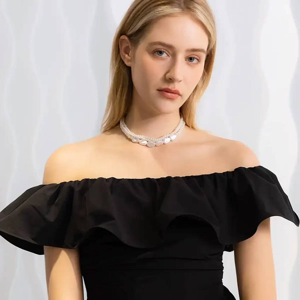 Layered Chokers - What Jewelry To Wear With Off The Shoulder Dress